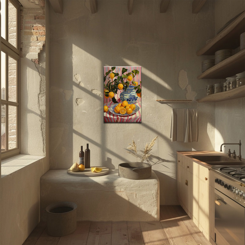 Toile Drew, décoration de cuisine au citron rustique, images de citron vibrantes pour la salle à manger et la cuisine sur le thème des fruits, 20 x 30 pouces