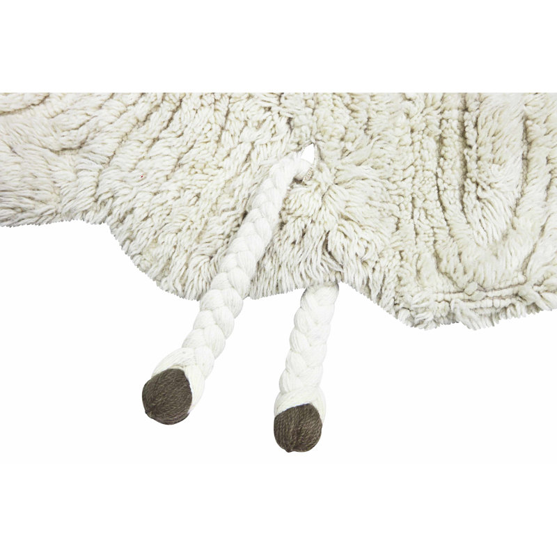 Pink Nose Sheep Hand Tufted Wool Area Rug in Sheep White