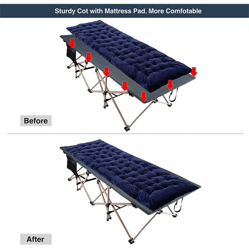 Cot, 20.5" H x 33.5" W x 79" L, Blue