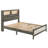 1pc Queen Size Platform Storage Bed Low-profile Plank-style Headboard Built-in Lighting Modern Farmhouse Style Grey Beige