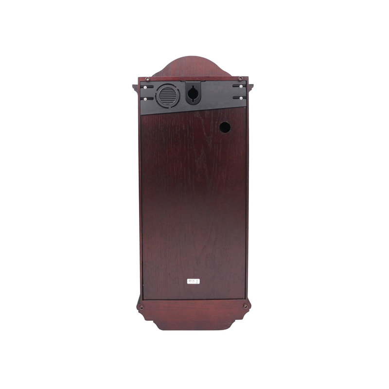 Seiko Dark Brown Oak Wall Clock with Brass Pendulum and Chime