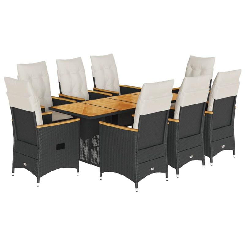 Garden Dining Set, White/Black