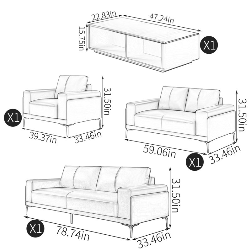 Modern simple sofa tea table combination
