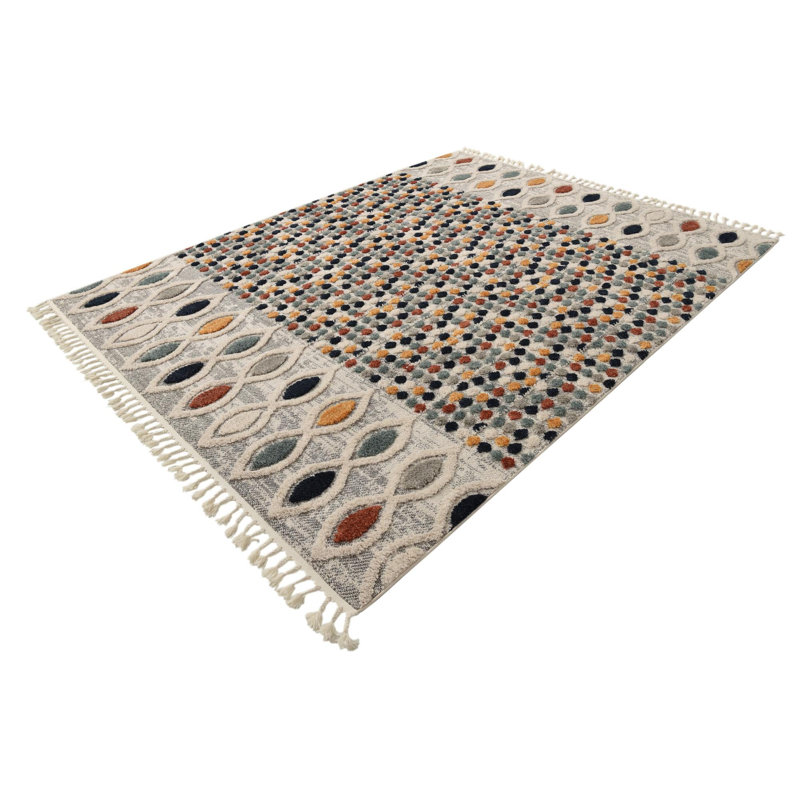 Tapis contemporain Amarissa de couleur ivoire multicolore, Rectangle 4 pi x 6 pi