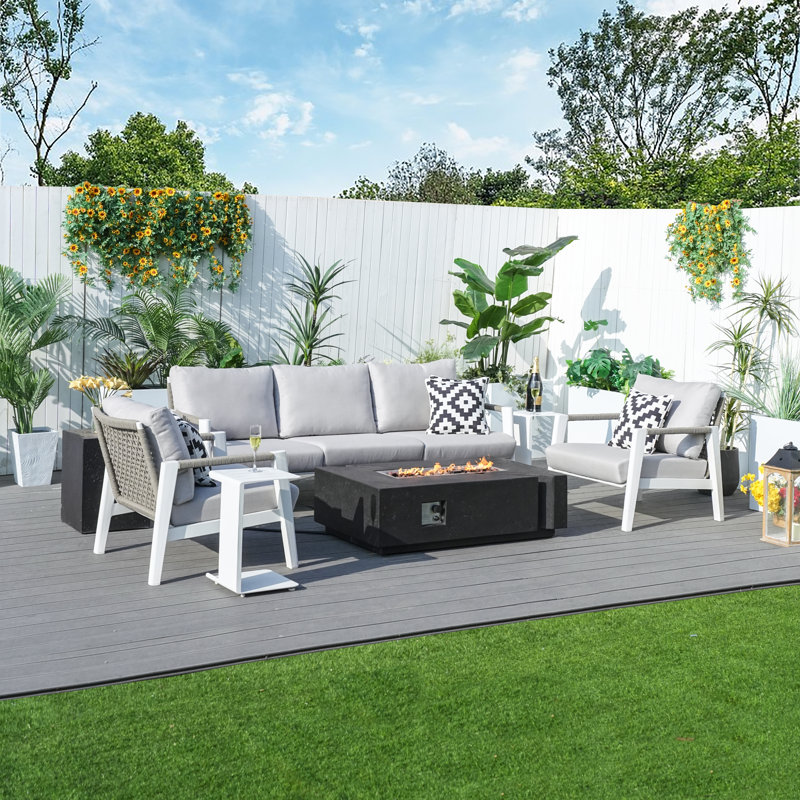 Miraglia - Person Patio Conversation Set with Cushions, Black