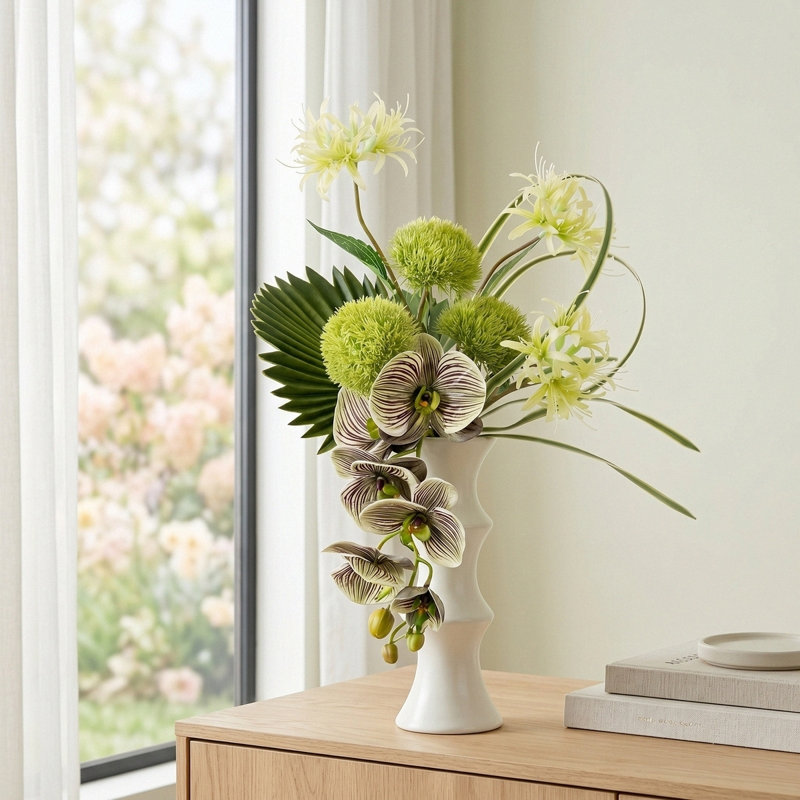 Fleurs artificielles avec vase