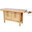 Établi en bois d'hévéa massif 62 1/2 po avec 8 tiroirs et étau intégré pour le travail du bois en atelier