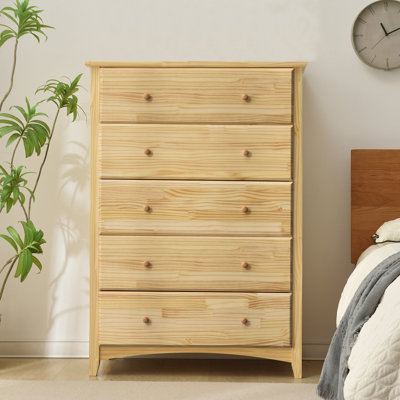 Commode 5 tiroirs en bois massif style Shaker
