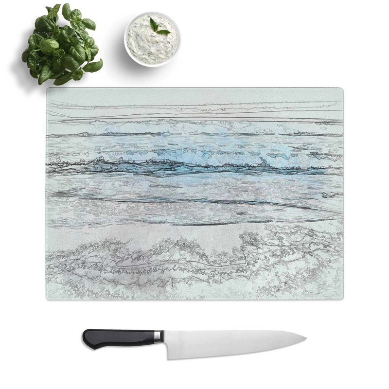 Tempered Glass Waves upon Hermosa Beach in Abstract Chopping Board, 28.5 cm W x 20 cm L
