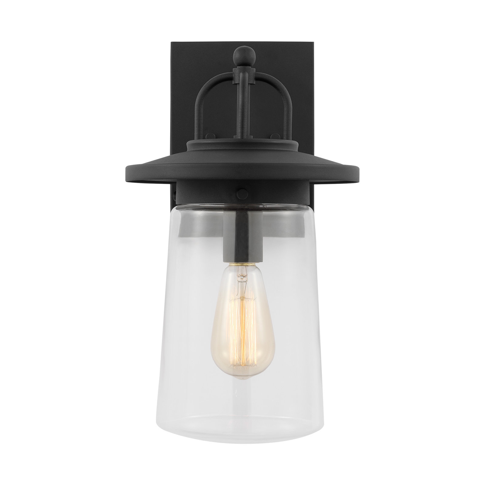 Mansoor Outdoor Wall Lantern, Black, 15.5" H x 8.5" W x 8.5" D