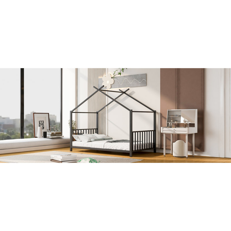 Lit plateforme simple en métal, noir