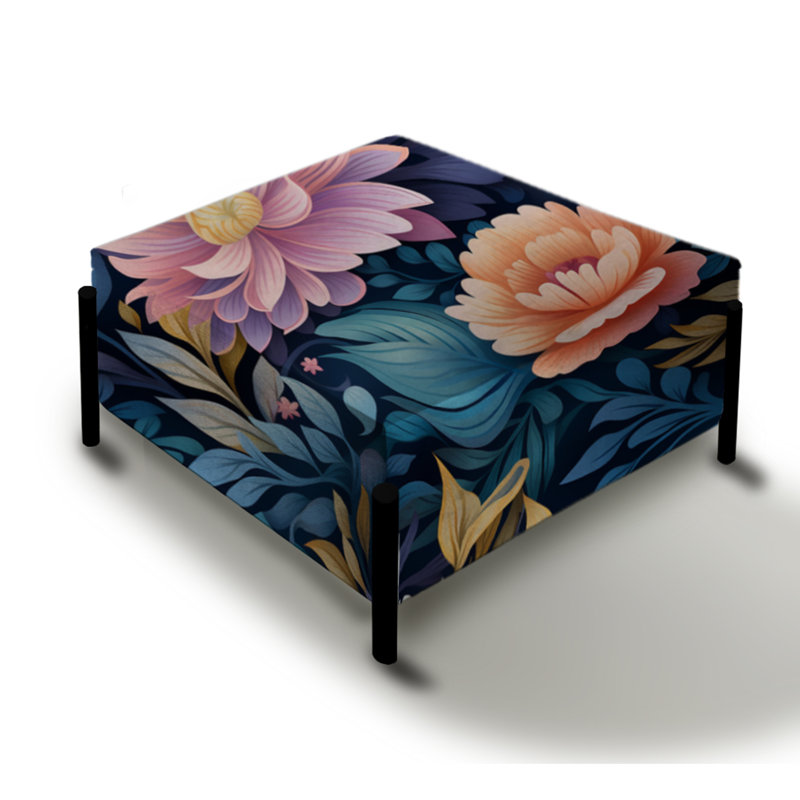 Enchanted Bohemia Boho Pattern - Floral Large Square Ottoman