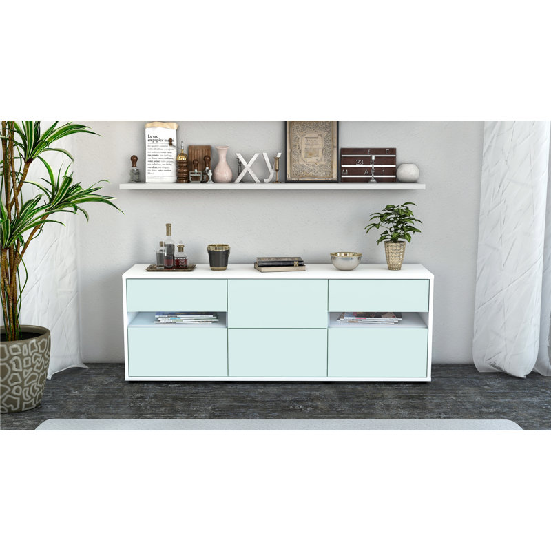 Wydra Unfinished TV Stand for TVs up to 60", Light Blue / Matte White