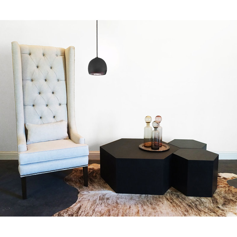 Coffee Table, Matte Black, 16"H x 20"L x 17.3"W