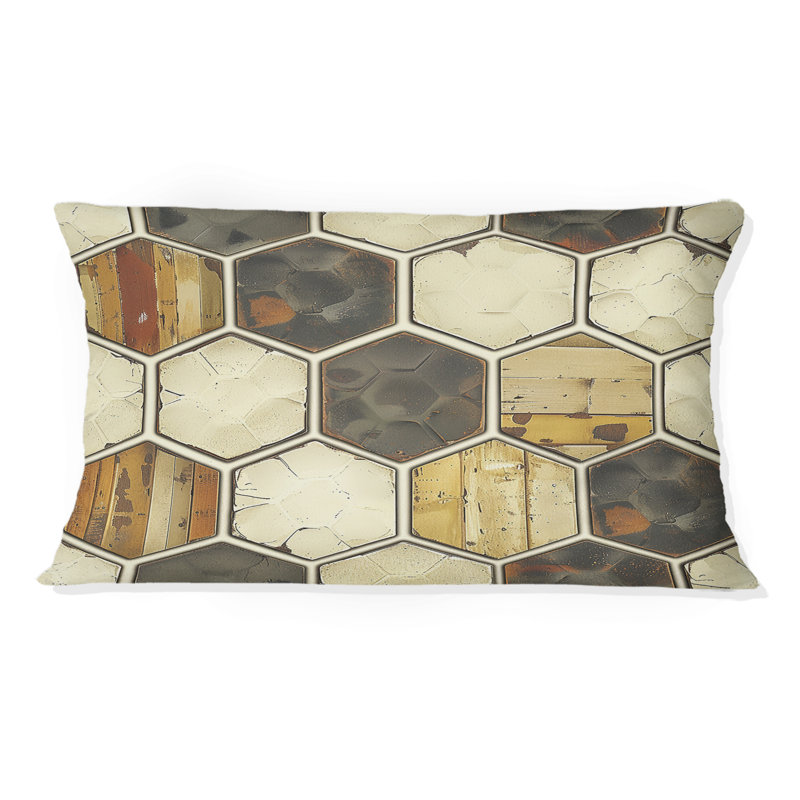 Carreaux hexagonaux brun crème - Coussin lombaire moderne