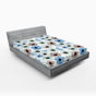 Vert menthe / motif floral bleu ciel profond
