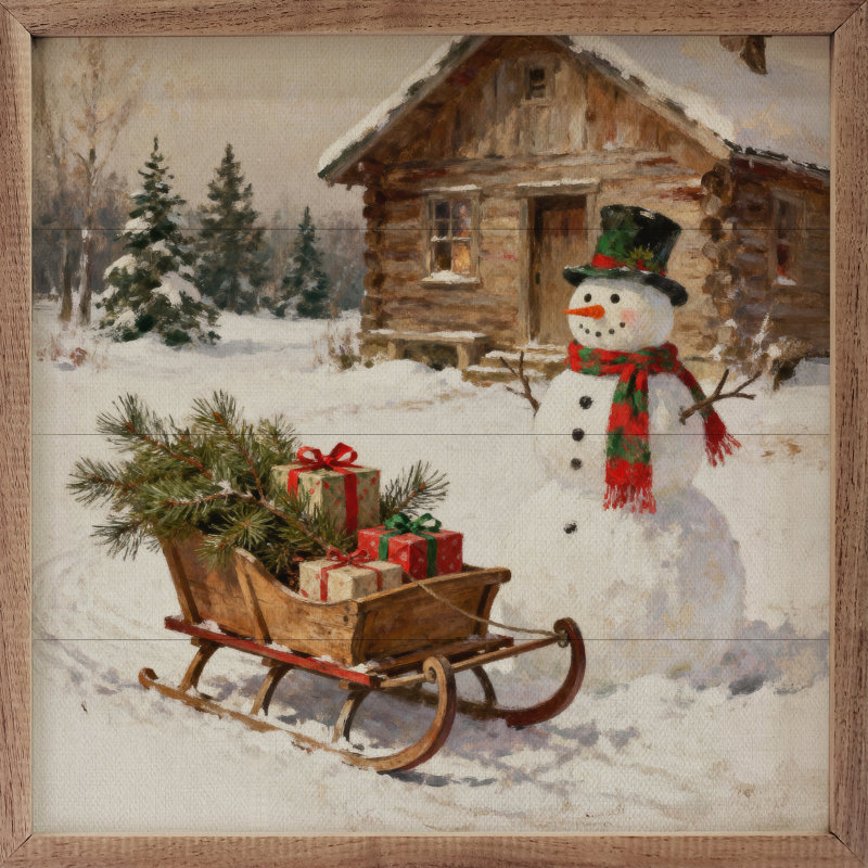 Snowman With Sleigh, H 24 po x l 24 po