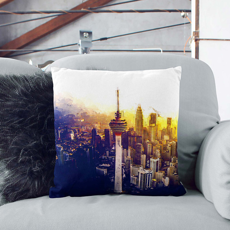 Square Cushion, 40cm H x 40cm W x 15cm D, White
