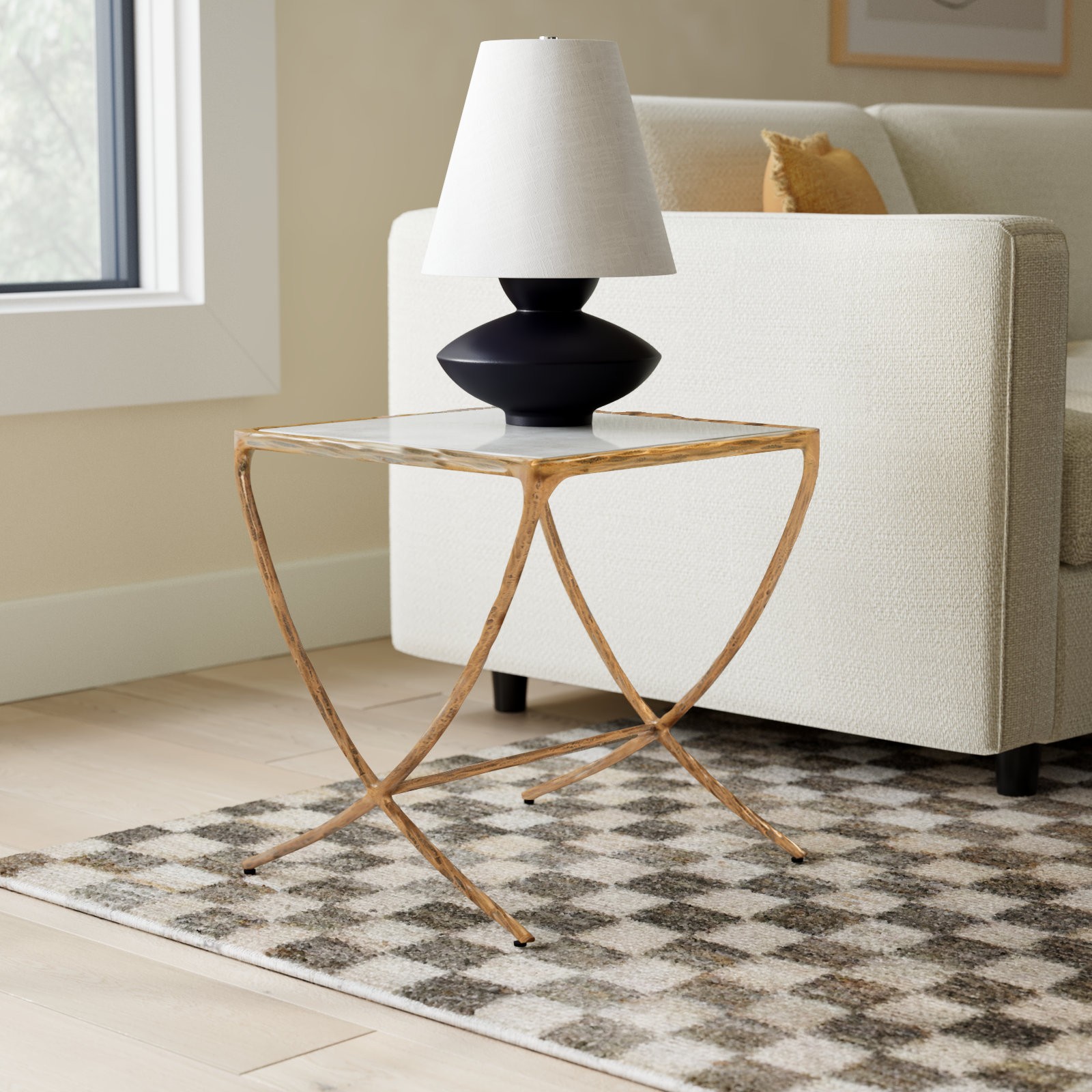 Evelynn Genuine Marble End Table