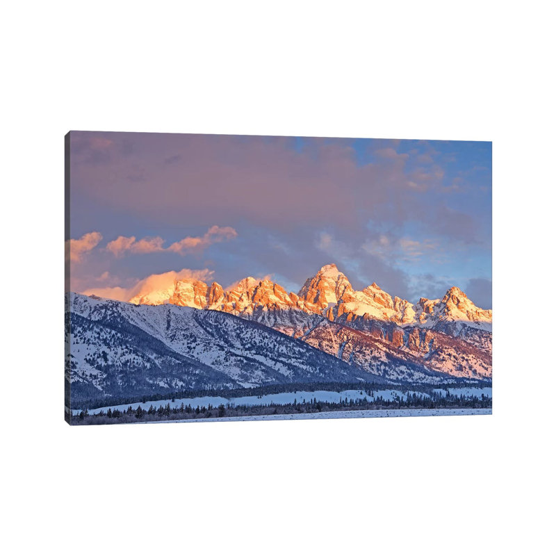 Winter Sunrise On The Tetons by Brian Wolf - Wrapped Canvas Print, 30.48 cm H x 45.72 cm W