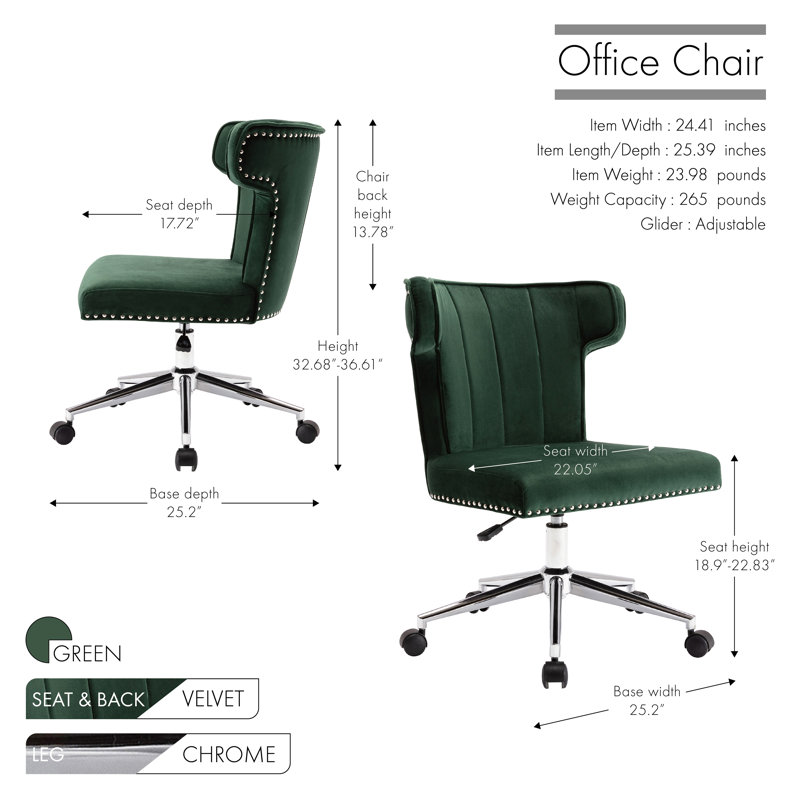 Velvet Task Chair, Green