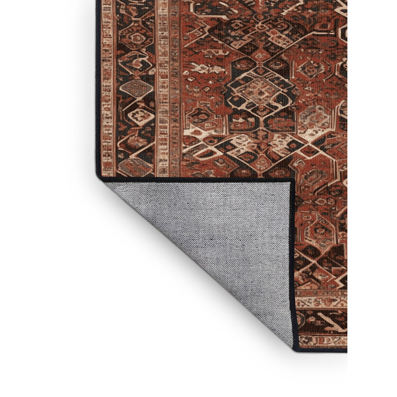 Tapis brun lavable à la machine, Rond 6 pi