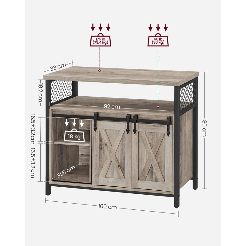 Annemarie 100cm Sideboard with 2 Sliding Barn Doors