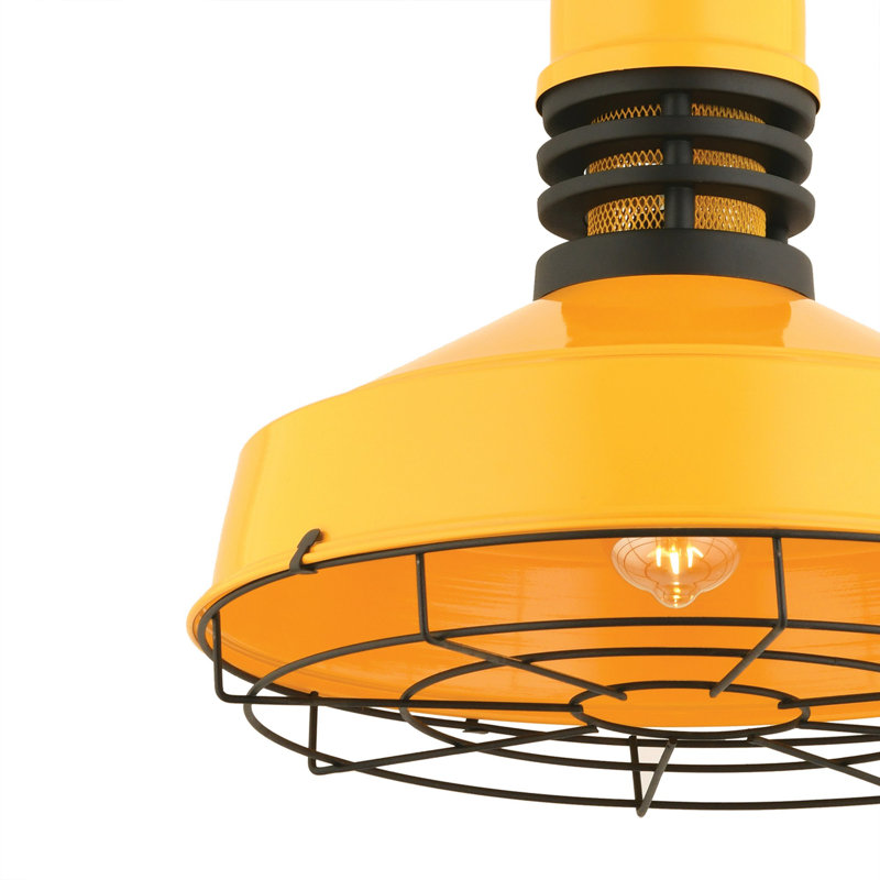 Adjustable Yellow Metal Chandelier, Ø16.1 x 16.1 inches | Height: 18.1 - 57.5 inches | 1 x E27 Max 40W Socket (Bulb Not Included) | Elegant Design, Perfect for Dining Room & Living Spaces, IP20 Rated
