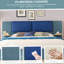 Très grand lit plateforme tapissier avec panneau, cadre de lit plateforme avec coins arrondis doux anti-collision, stable et solide, aucun sommier tapissier requis, assemblage facile, bleu-611129736-611129734