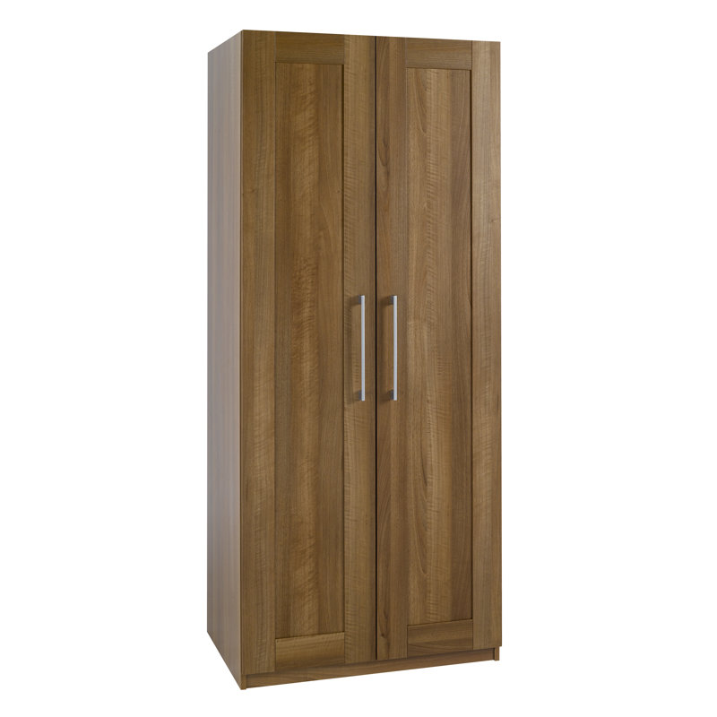 2 Door Manufactured Wood Wardrobe, Walnut, H183 x W76 x D52cm
