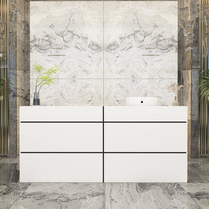 Benniefield Rectangle Solid + Manufactured Wood Reception Desk