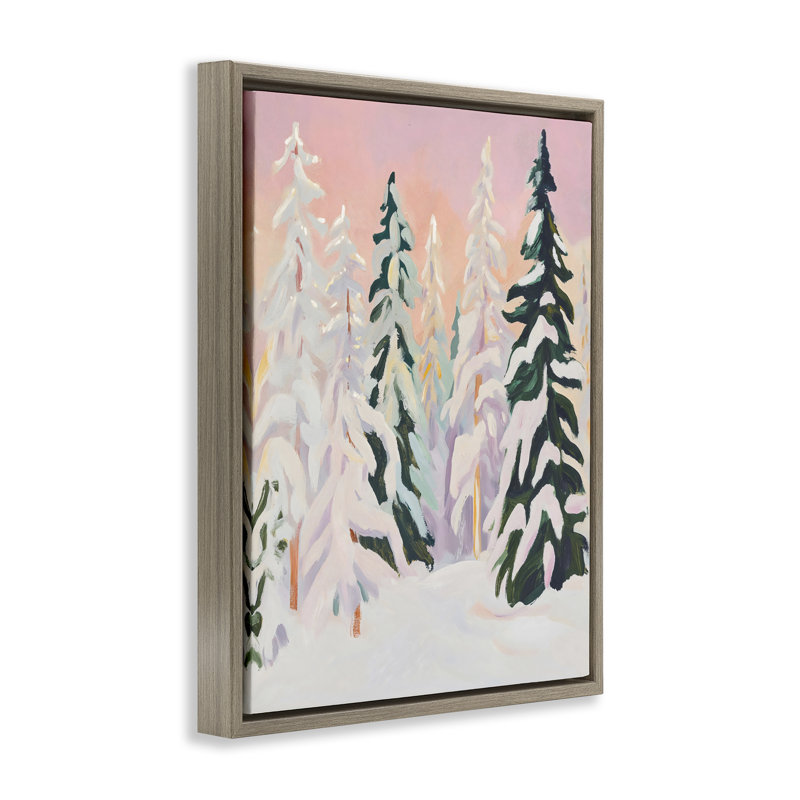 Cadre flottant Peachy Pastel Winter Forest, design par The Prints Vibe, 21 x 17, Montalcino Elm Floater Framed