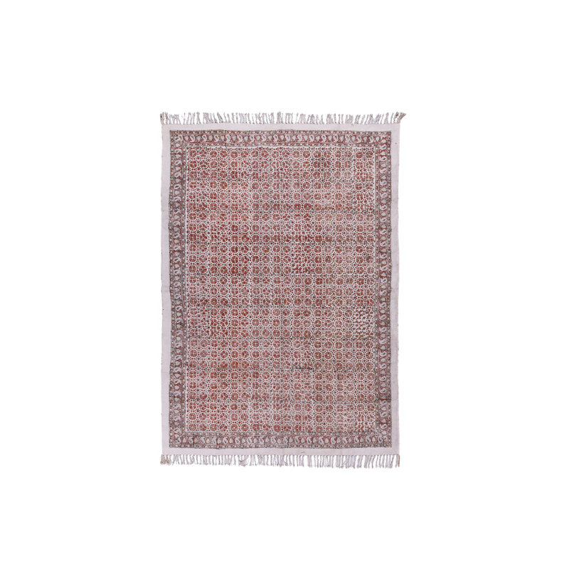 Tapis orange en coton tissé à plat à la main Strattenburg, Rectangle 4 pi x 6 pi
