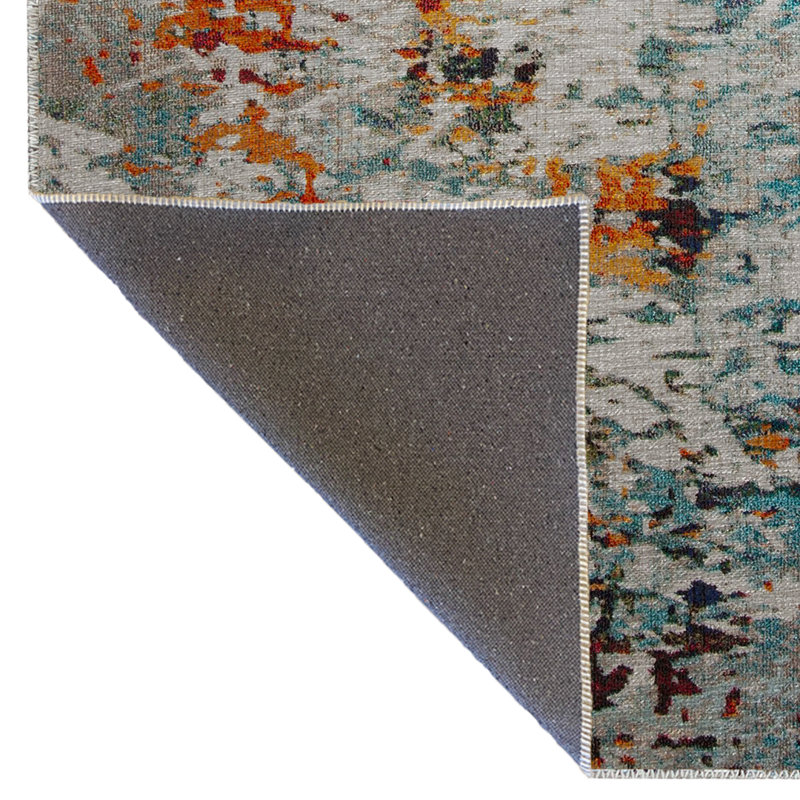 Tapis décoratif moderne multicolore à motif abstrait, Tapis de couloir 3 pi 3,37 po x 6 pi 6,74 po