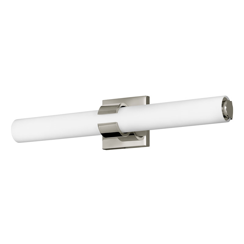 Aiden Integrated LED Bath Vanity Bar w/ Etched White Glass, Polished Nickel