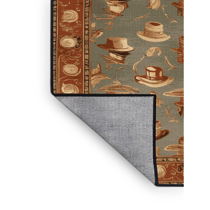 Machine Washable French Brown Area Rug, Square 3'