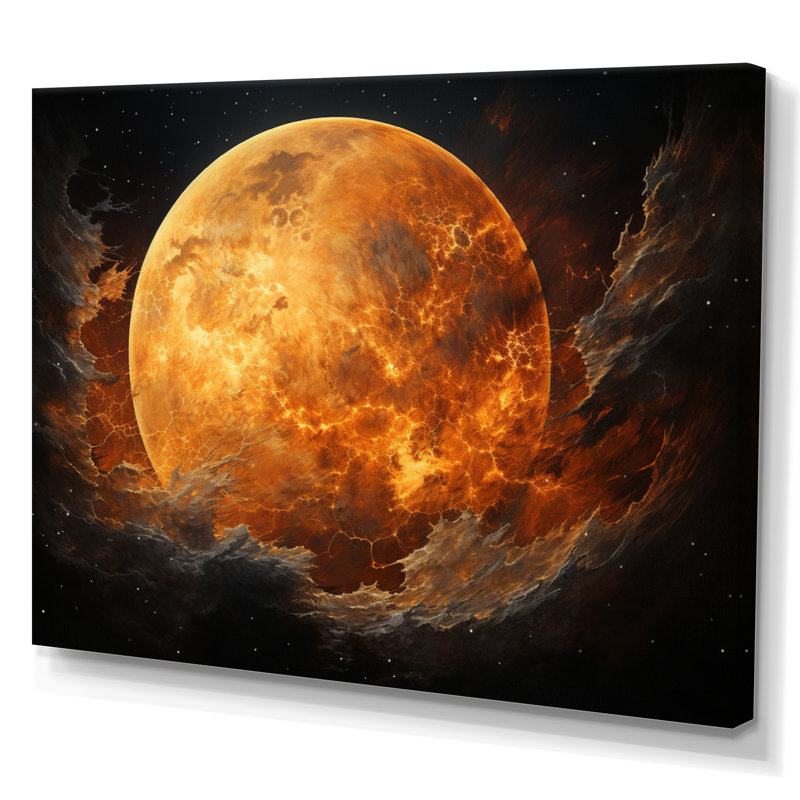 Planète Titan Misty Fiery sur toile, H 12 po x l 20 po x P 1 po, Toile tendue