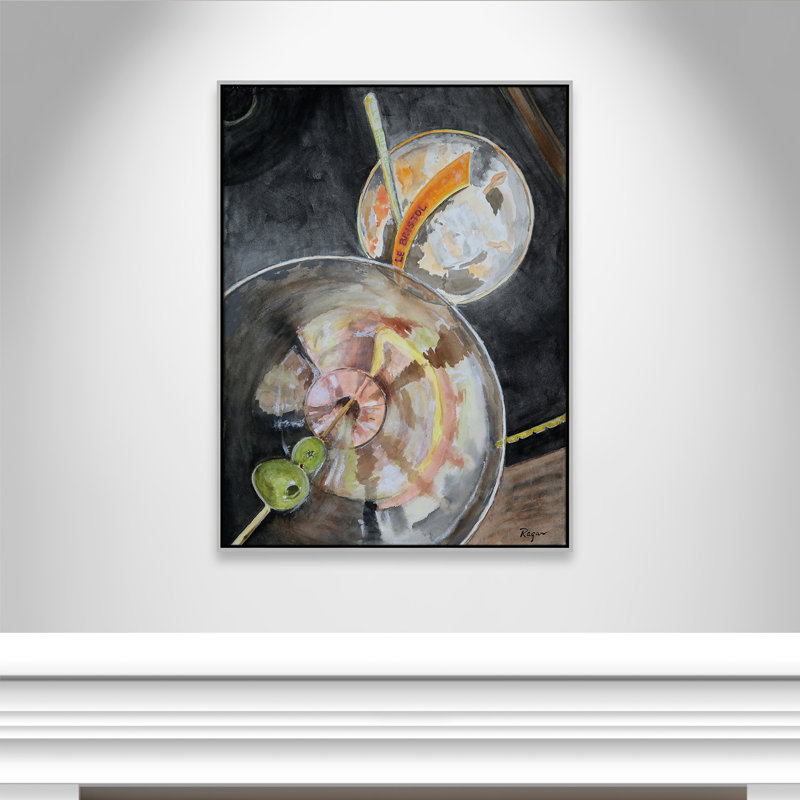 Impression de cocktails au Bristol par Mike Ragan pour , Argent argent, H 41,5 po x l 31,5 po
