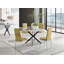 Tierra Modern Marble Effect and Chrome Metal 4 Seat Dining Table Set - Luxury Velvet Dining Chairs-88388995-88388994-88389003