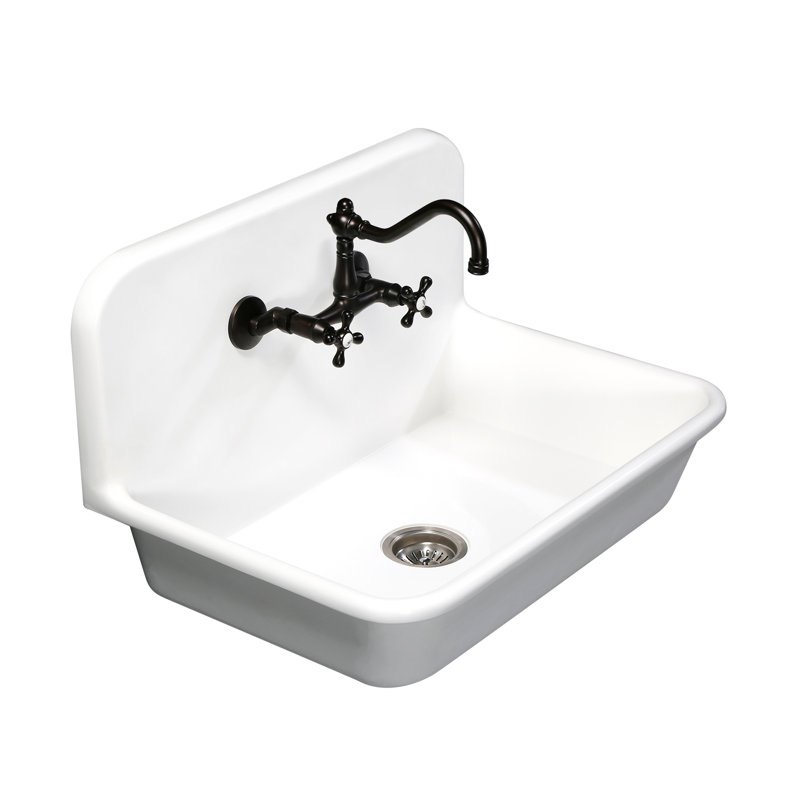 Kingston Brass Arcticstone 30-Inch Solid Surface White Stone Apron-Front 2-Hole Single Bowl Top-Mount Kitchen Sink