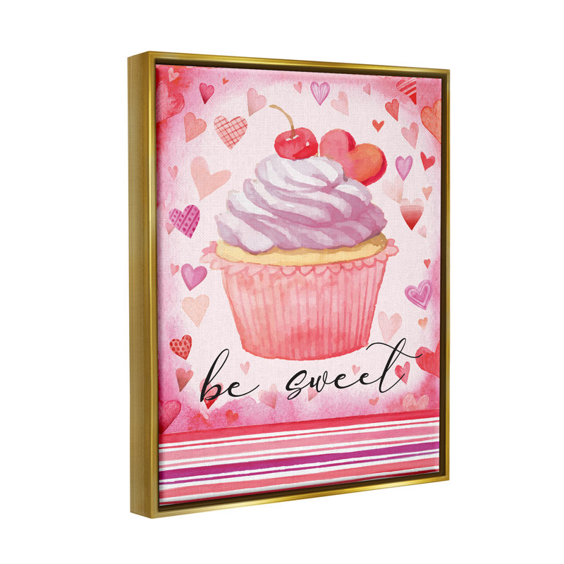Be Be Romantic Hearts Cupcake Floater, art mural sur toile par ND Art, H 21 po x l 17 po x P 1,7 po