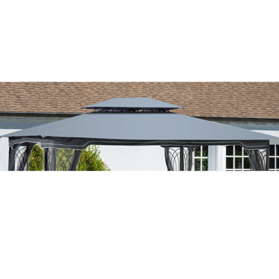 13X10 Ft Gazebo Canopy Replacement Material - Gray , Easy To Assemble Patio Cloth Gray, Sun & Weather Resistance