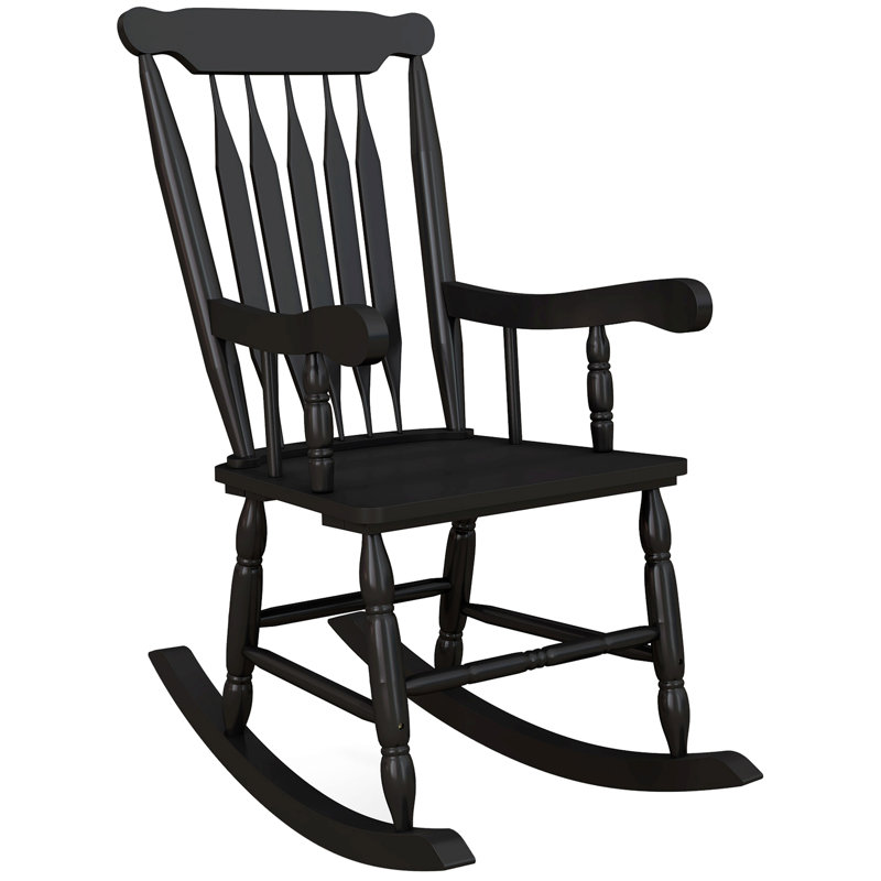 Chaise berçante en bois massif Tamicka, Noir