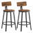 Bar Stools Kitchen Stools Set Of 2 High Back Bar Stools Steel Frame 62.5Cm High Seat Easy Assembly Industrial Rustic Brown And Black