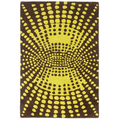 Tapis à pois brun / vert touffeté et fabriqué à la main Amier