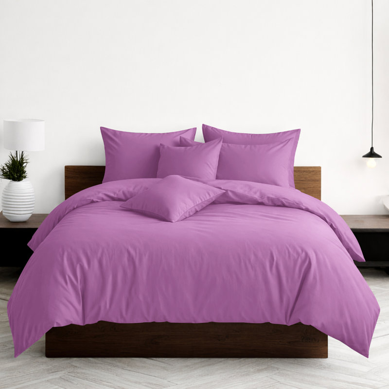 Luxury 3-Piece Dyed Duvet Cover Set With Pillowcases, Purple, Single Duvet Cover Set + 2 Pillowcases