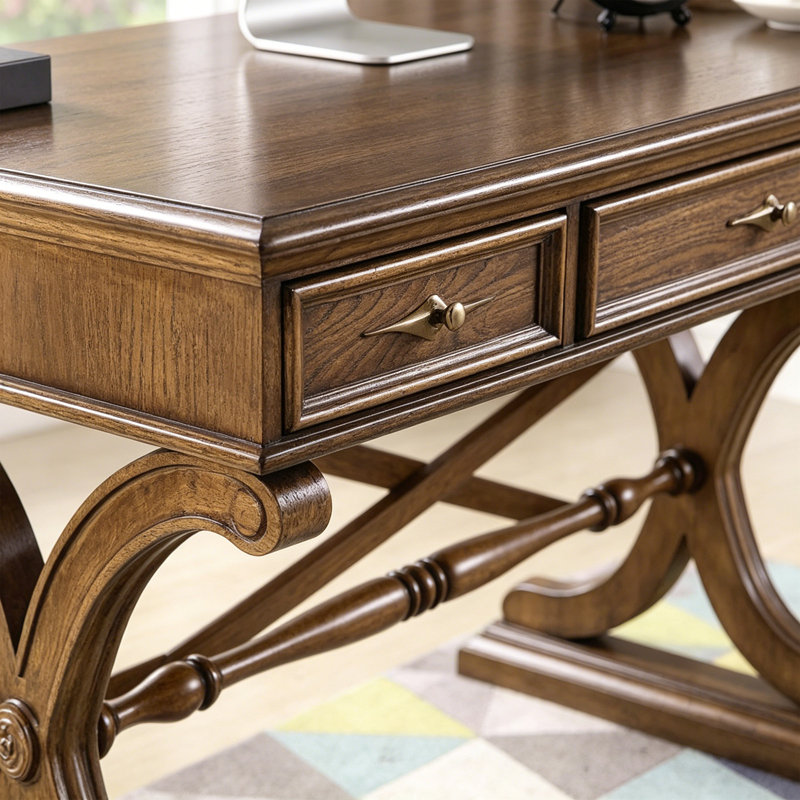 Retro Simple Nut-brown Solid Wood Writing Desk