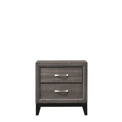 Table de chevet contemporaine 2 pour la chambre à coucher et le salon - Finition grise grise, pièce fonctionnelle