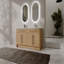 Meuble-lavabo autoportant de 60 po avec lavabo en résine, 4 portes à fermeture douce, chêne original, contreplaqué