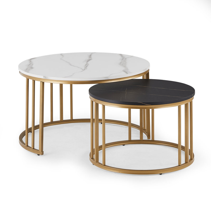 Nesting Cofe Frame Coffee Table, White/Black
